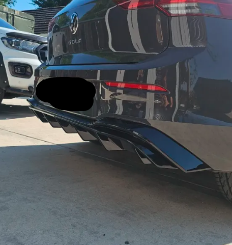 VW GOLF MK8 STANDARD REAR DIFFUSER GLOSS BLACK