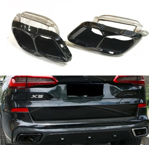 Car Tail Exhaust Pipe Tips For BMW X5 X6 G05 G06 2010-2024 Black Stainless Steel
